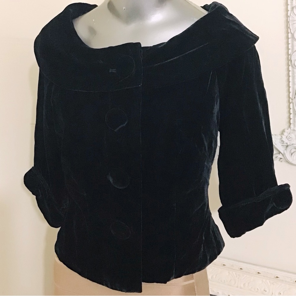 Mandarin Blue Poet Collar Cropped Jacket NWOT